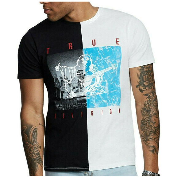 true religion black and white shirt